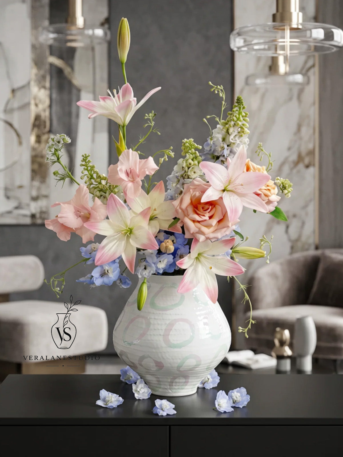 Pearl Tide Mother-of-Pearl Ceramic Vase