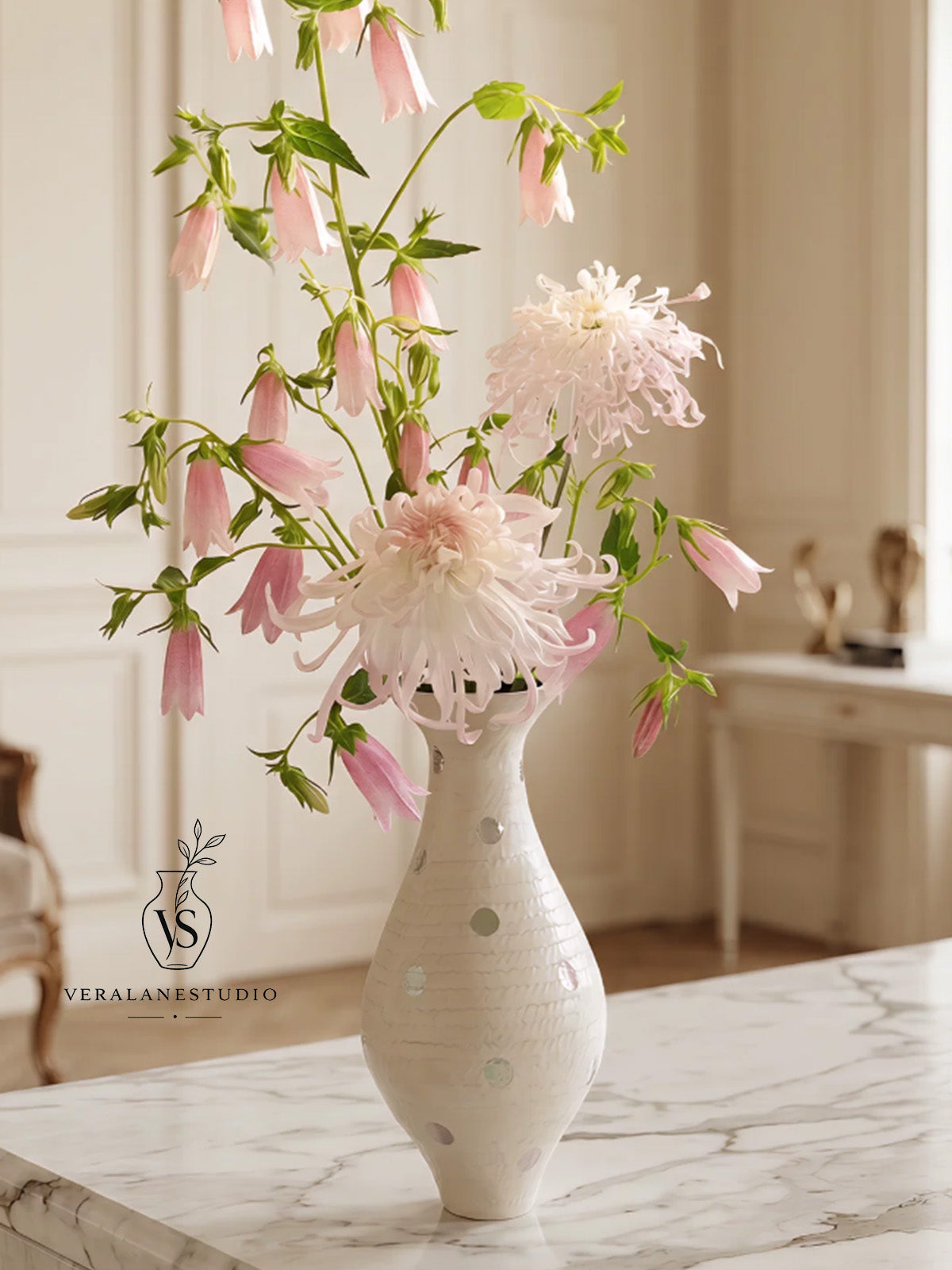 Pearl Dottie Artisan Floral Vessel