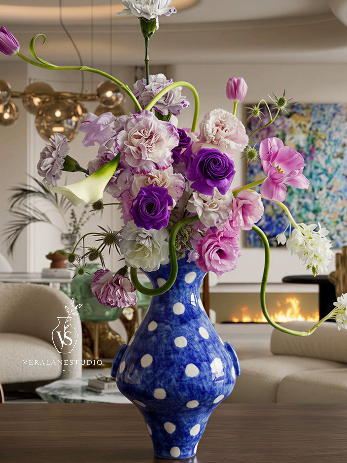 Azure Confetti Handcrafted Art Vase