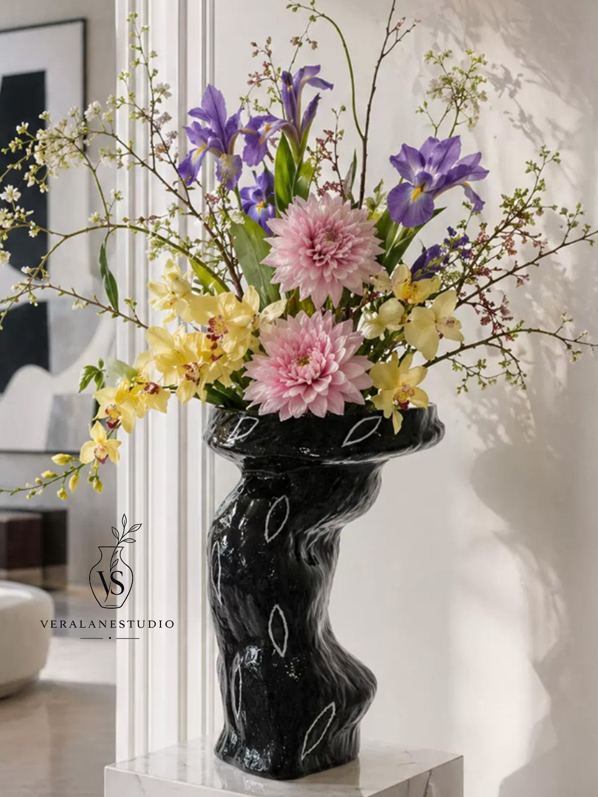 Obsidian Root Sculptural Floor Vase
