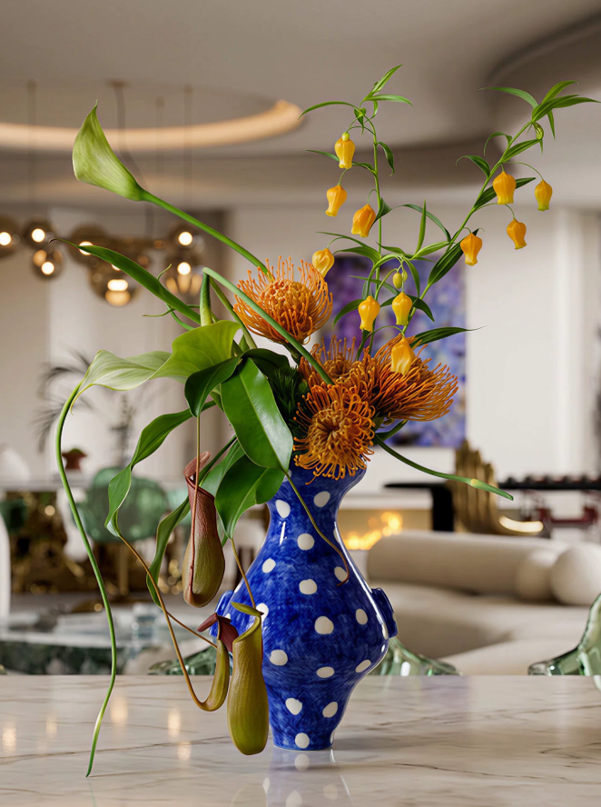Azure Confetti Handcrafted Art Vase
