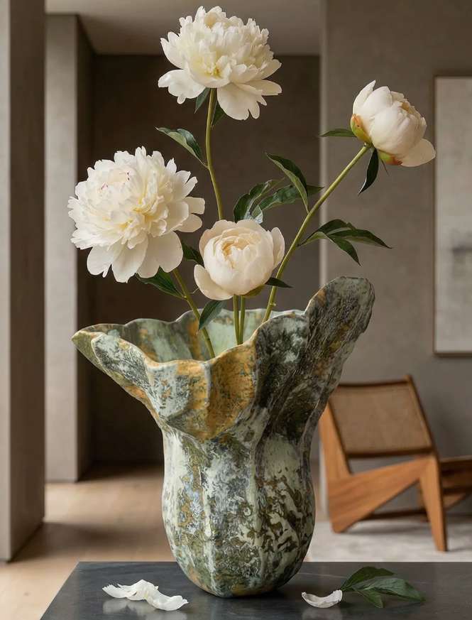 Open Form Minimal Ceramic Bloom Vase