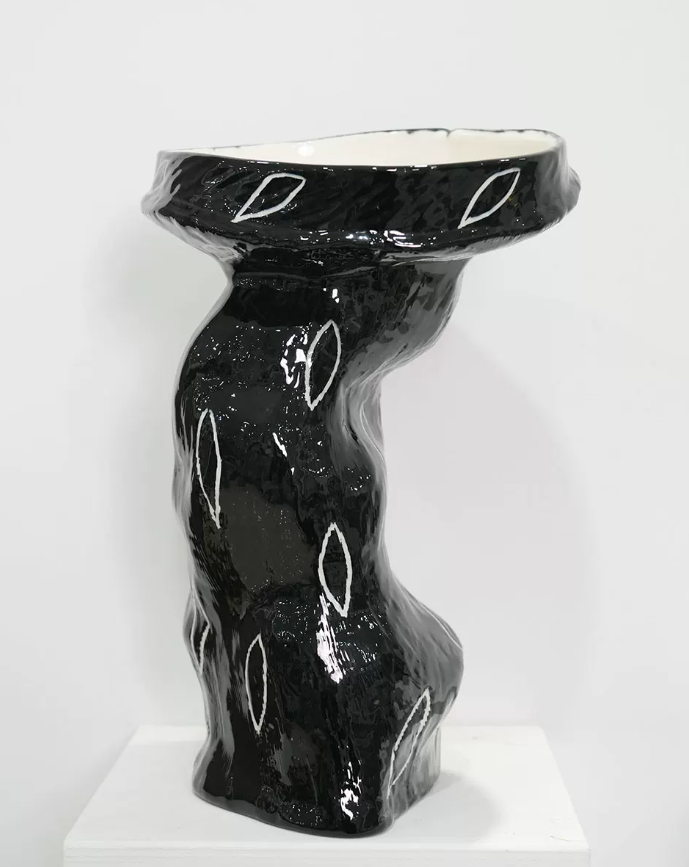 Obsidian Root Sculptural Floor Vase