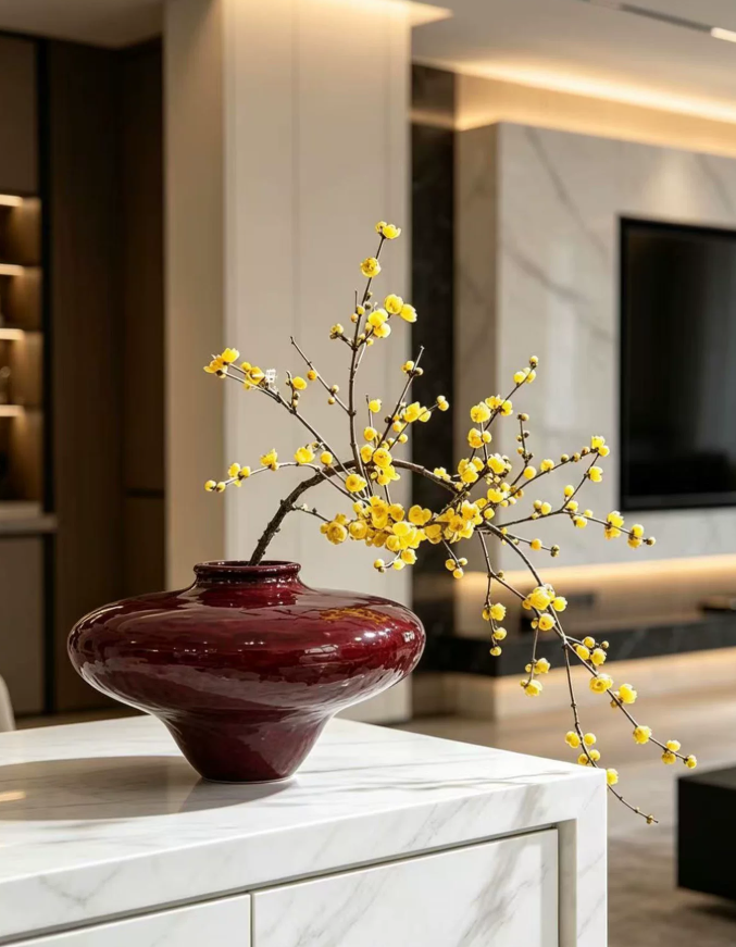 Scarlet Orbit Retro Disc Flower Vessel